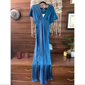 NWT Free People Beatrice Maxi Dress (Peacock Blue)